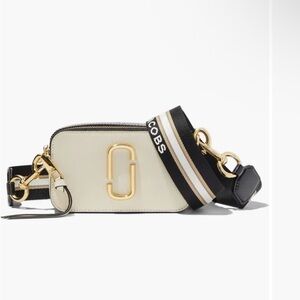 Marc Jacobs Cream and Black Crossbody Bag with Gold Accents